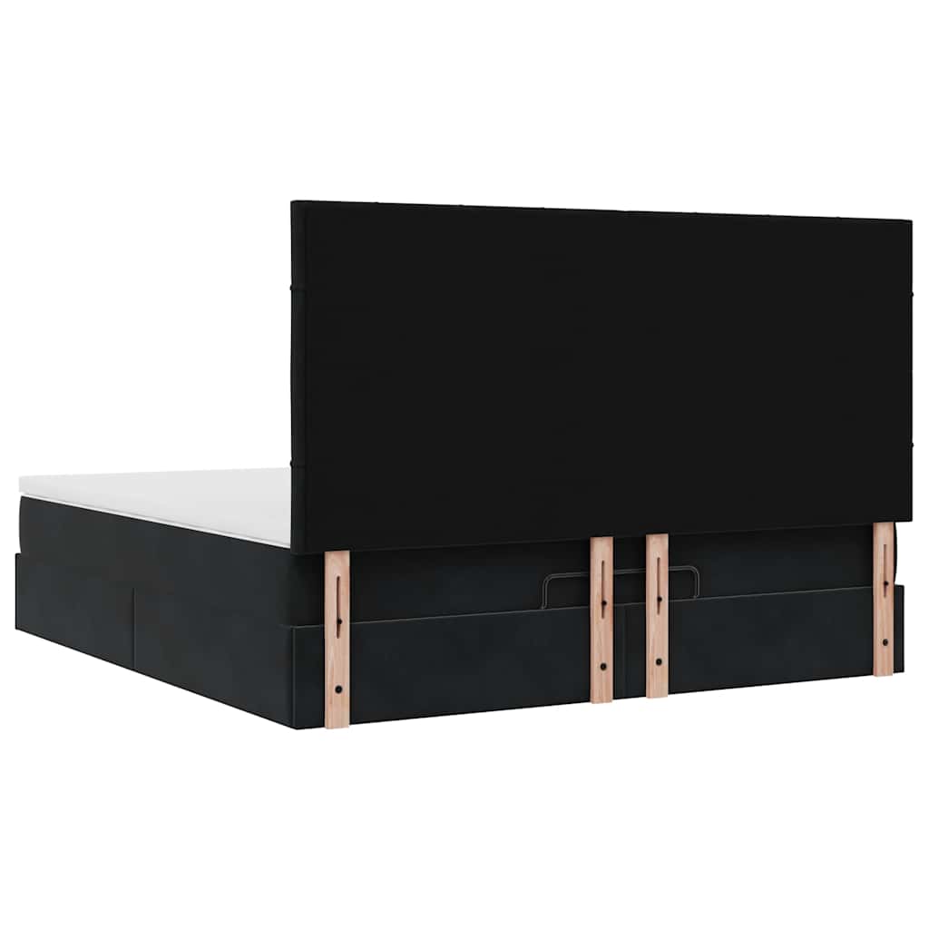 Ottoman-Bett mit Matratzen & LEDs Schwarz 180x200 cm Samt
