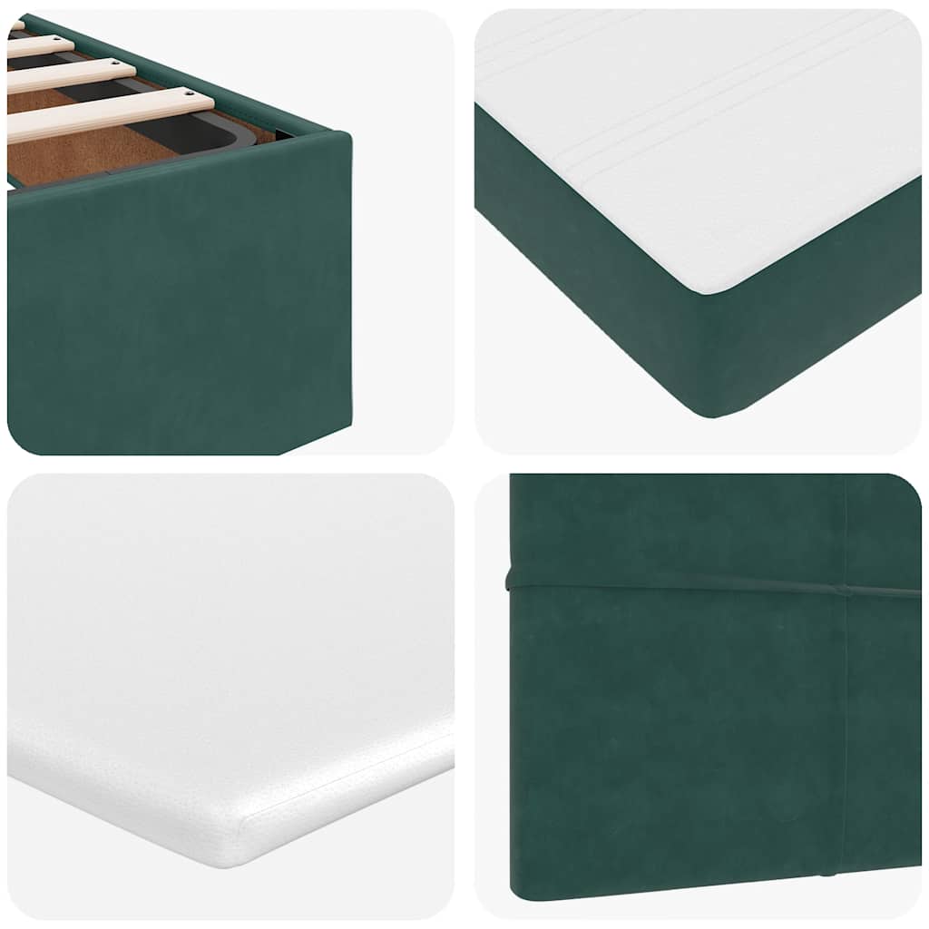 Ottoman-Bett mit Matratzen & LEDs Dunkelgrün 180x200 cm Samt