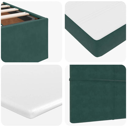 Ottoman-Bett mit Matratzen & LEDs Dunkelgrün 180x200 cm Samt