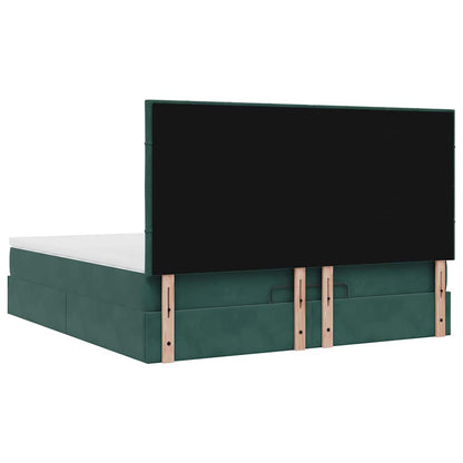 Ottoman-Bett mit Matratzen & LEDs Dunkelgrün 180x200 cm Samt