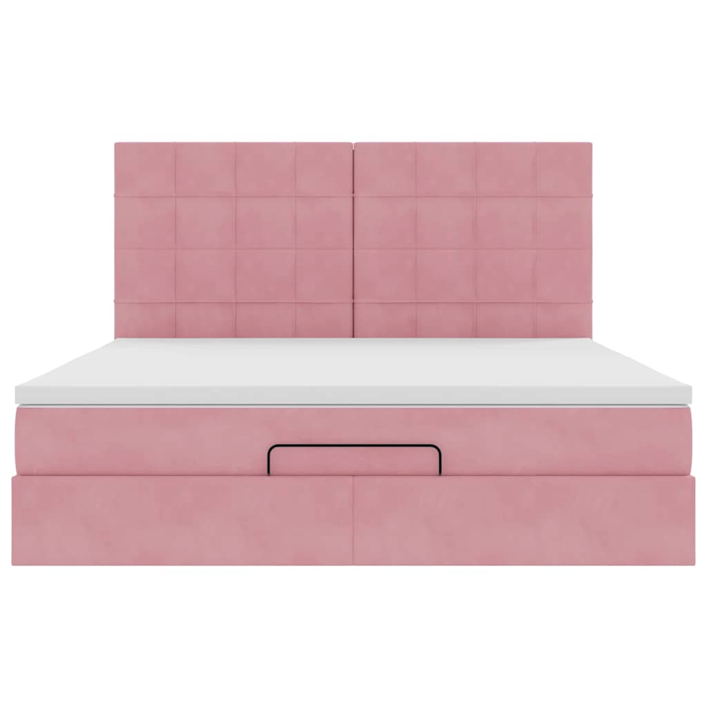 Ottoman-Bett mit Matratzen & LEDs Rosa 180x200 cm Samt