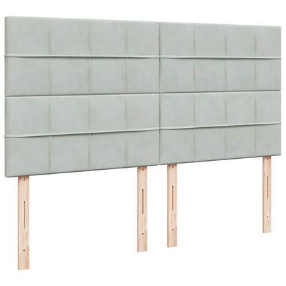 Ottoman-Bett mit Matratzen & LEDs Hellgrau 200x200 cm Samt