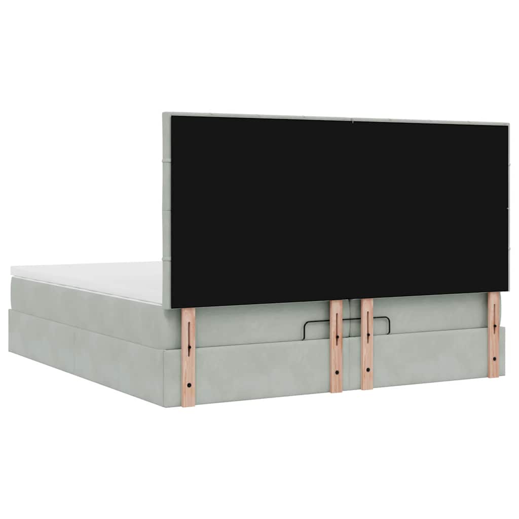 Ottoman-Bett mit Matratzen & LEDs Hellgrau 200x200 cm Samt