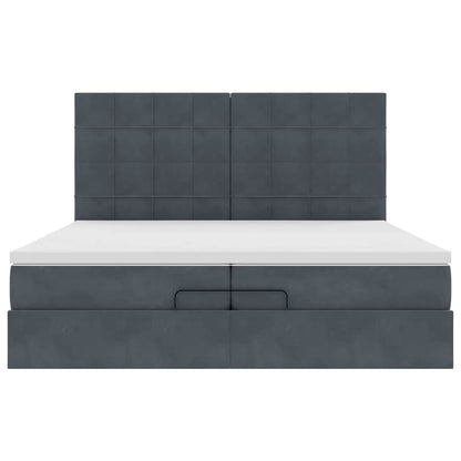 Ottoman-Bett mit Matratzen & LEDs Dunkelgrau 200x200 cm Samt