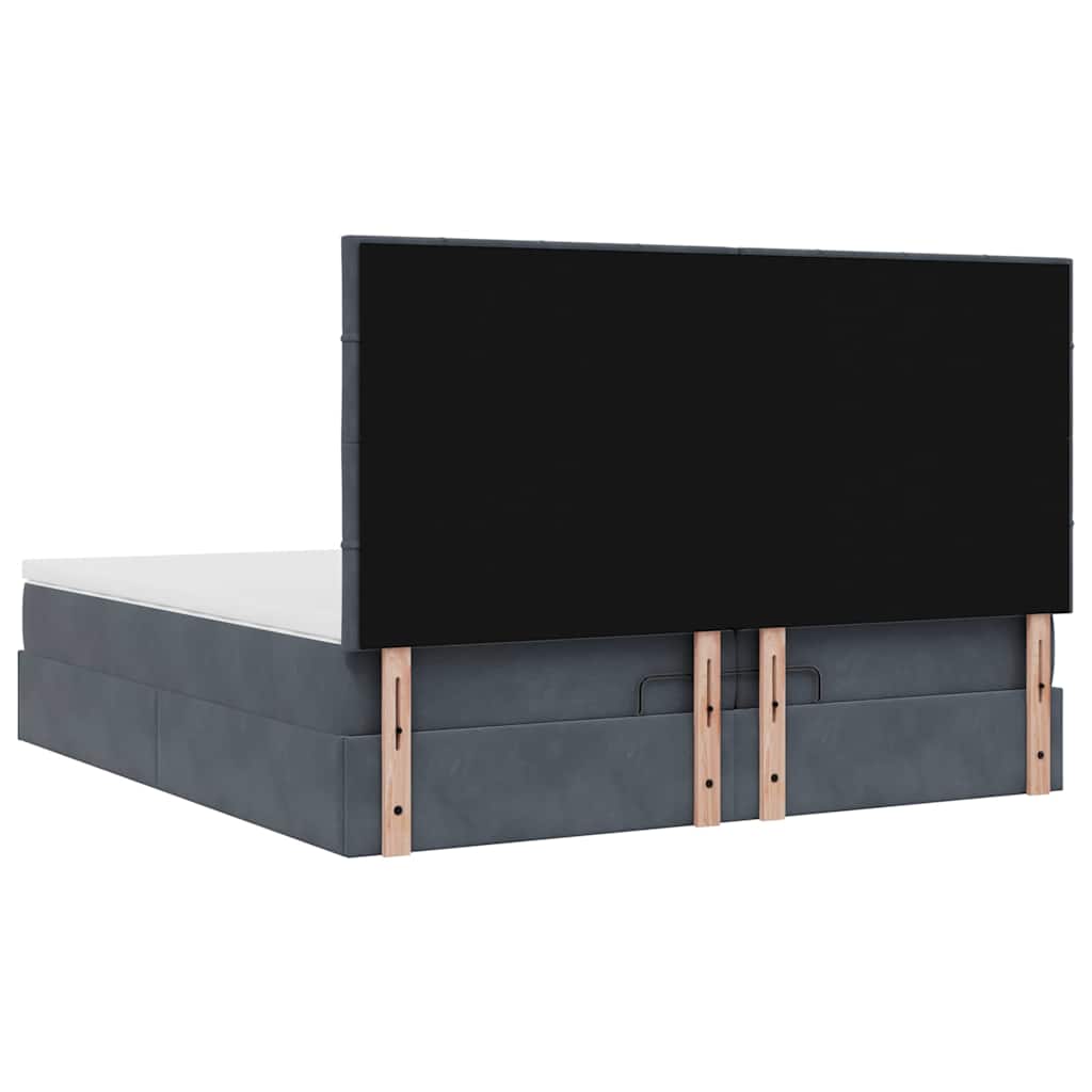 Ottoman-Bett mit Matratzen & LEDs Dunkelgrau 200x200 cm Samt