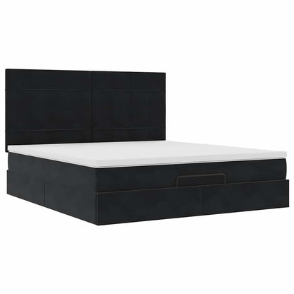 Ottoman-Bett mit Matratzen & LEDs Schwarz 200x200 cm Samt