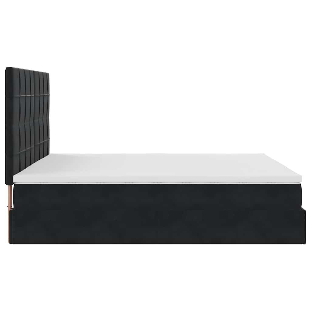Ottoman-Bett mit Matratzen & LEDs Schwarz 200x200 cm Samt