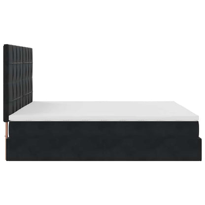 Ottoman-Bett mit Matratzen & LEDs Schwarz 200x200 cm Samt