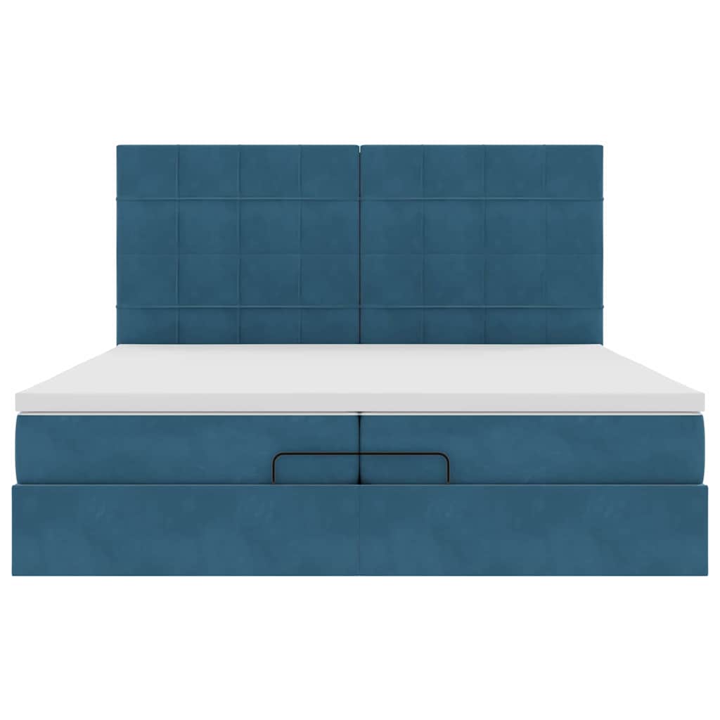 Ottoman-Bett mit Matratzen & LED Dunkelblau 200x200 cm Samt