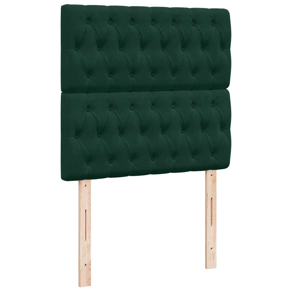 Ottoman-Bett mit Matratzen & LEDs Dunkelgrün 80x200 cm Samt