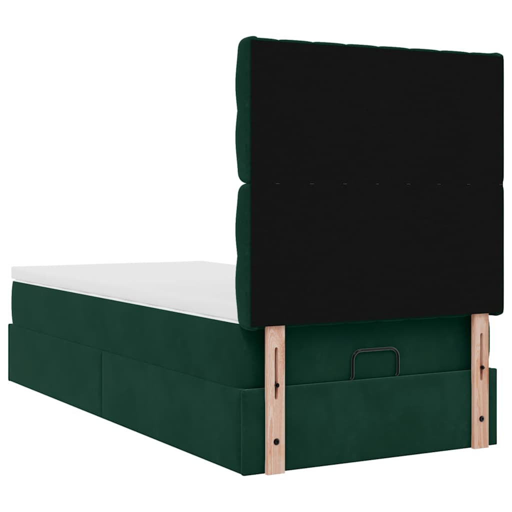 Ottoman-Bett mit Matratzen & LEDs Dunkelgrün 80x200 cm Samt