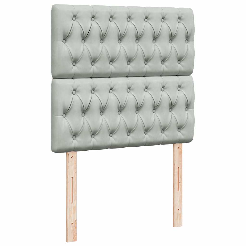 Ottoman-Bett mit Matratzen & LEDs Hellgrau 90x200 cm Samt