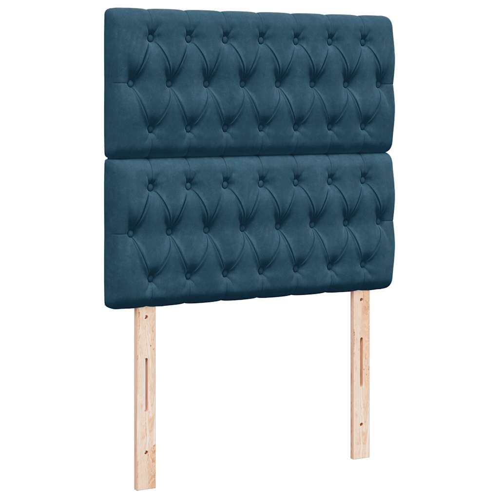 Ottoman-Bett mit Matratzen & LEDs Dunkelblau 90x200 cm Samt