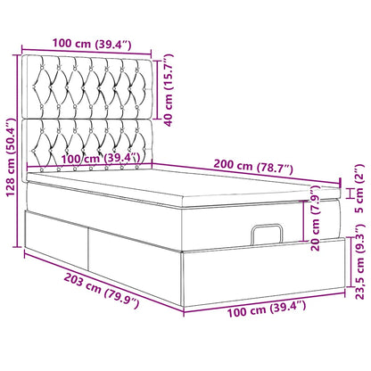 Ottoman-Bett mit Matratzen & LEDs Dunkelgrau 100x200 cm Samt