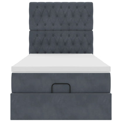 Ottoman-Bett mit Matratzen & LEDs Dunkelgrau 100x200 cm Samt