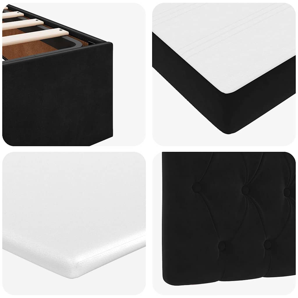 Ottoman-Bett mit Matratzen & LEDs Schwarz 100x200 cm Samt