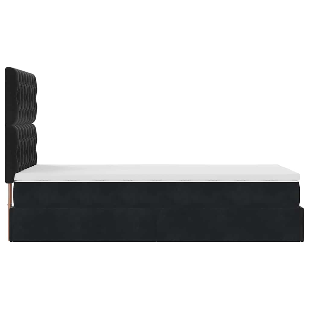 Ottoman-Bett mit Matratzen & LEDs Schwarz 100x200 cm Samt