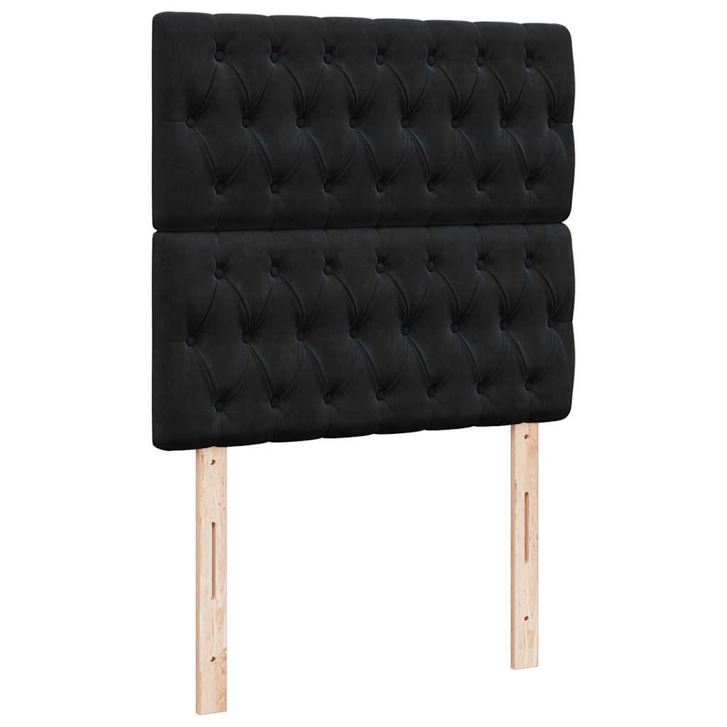 Ottoman-Bett mit Matratzen & LEDs Schwarz 100x200 cm Samt