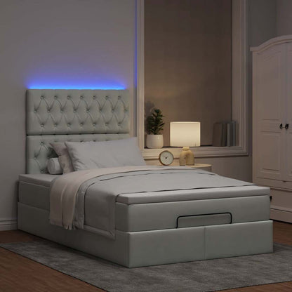 Ottoman-Bett mit Matratzen & LEDs Hellgrau 120x190 cm Samt