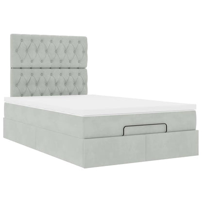Ottoman-Bett mit Matratzen & LEDs Hellgrau 120x190 cm Samt