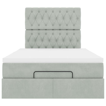 Ottoman-Bett mit Matratzen & LEDs Hellgrau 120x190 cm Samt