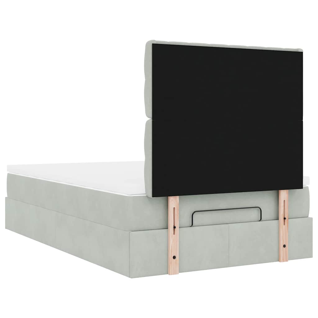 Ottoman-Bett mit Matratzen & LEDs Hellgrau 120x190 cm Samt