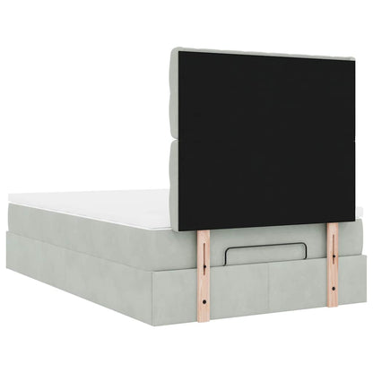 Ottoman-Bett mit Matratzen & LEDs Hellgrau 120x190 cm Samt