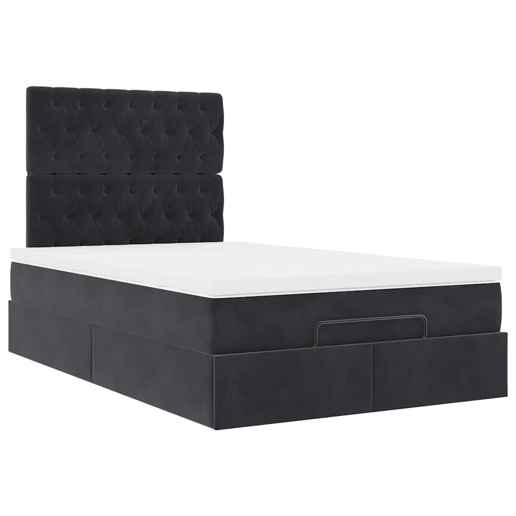 Ottoman-Bett mit Matratzen & LEDs Schwarz 120x190 cm Samt
