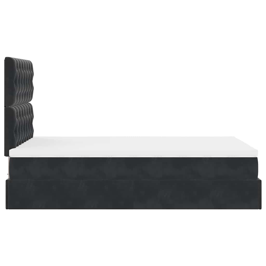 Ottoman-Bett mit Matratzen & LEDs Schwarz 120x190 cm Samt