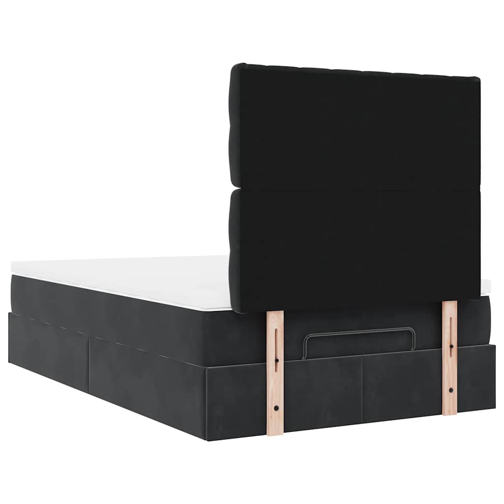 Ottoman-Bett mit Matratzen & LEDs Schwarz 120x190 cm Samt