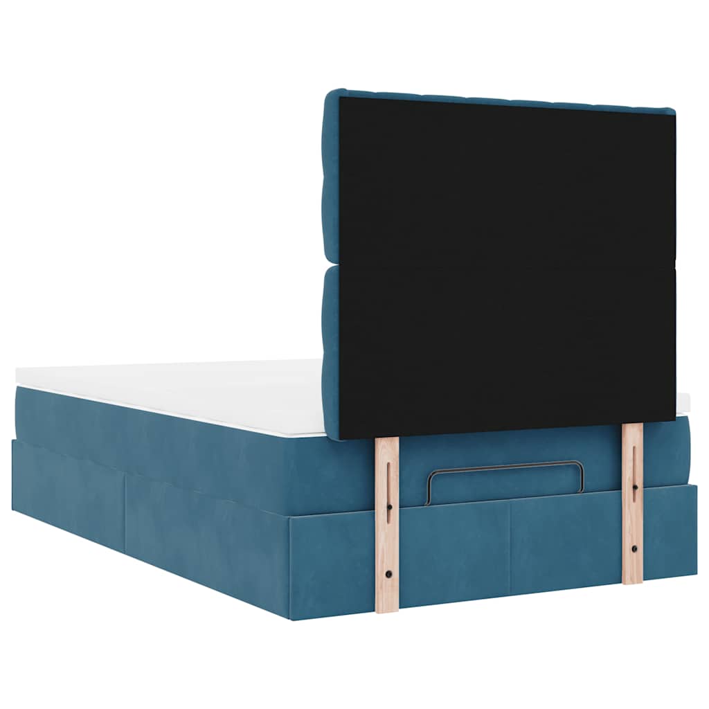 Ottoman-Bett mit Matratzen & LEDs Dunkelblau 120x190 cm Samt
