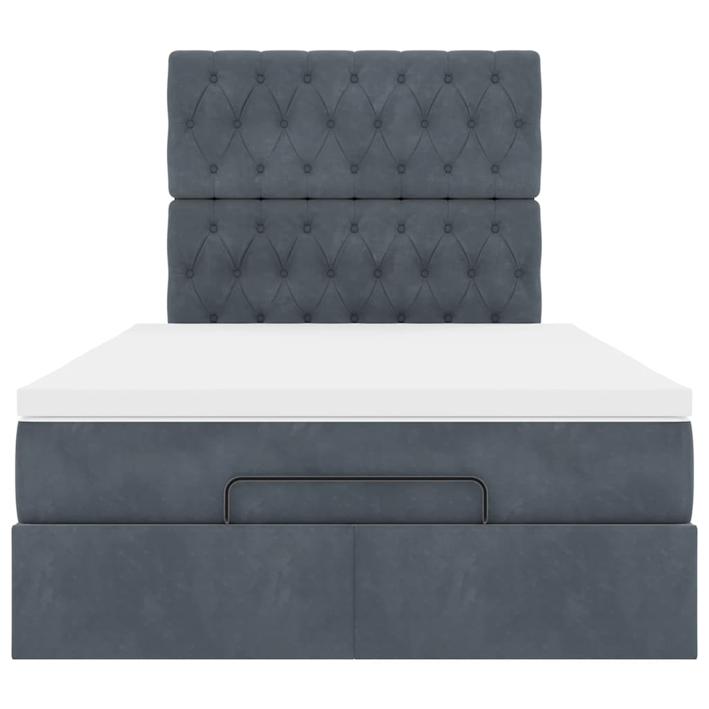 Ottoman-Bett mit Matratzen & LEDs Dunkelgrau 120x200 cm Samt