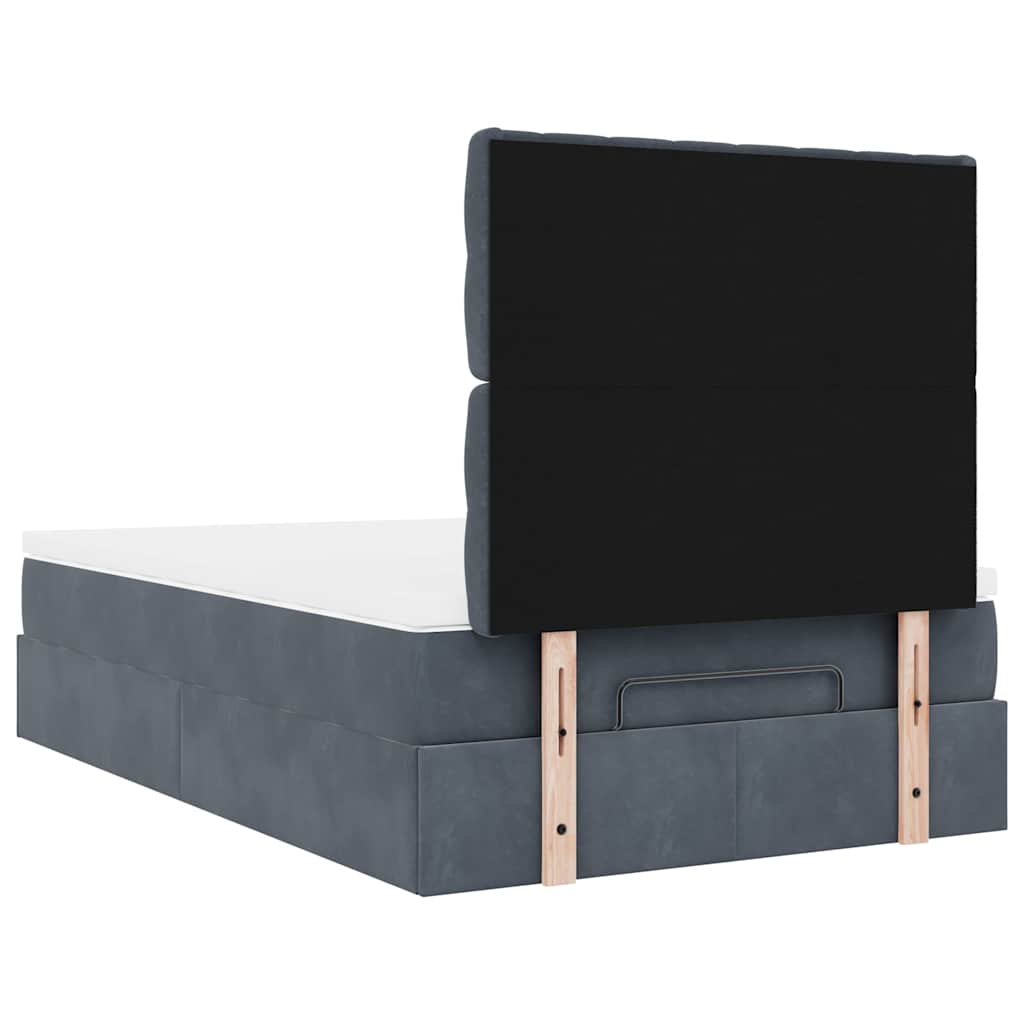 Ottoman-Bett mit Matratzen & LEDs Dunkelgrau 120x200 cm Samt