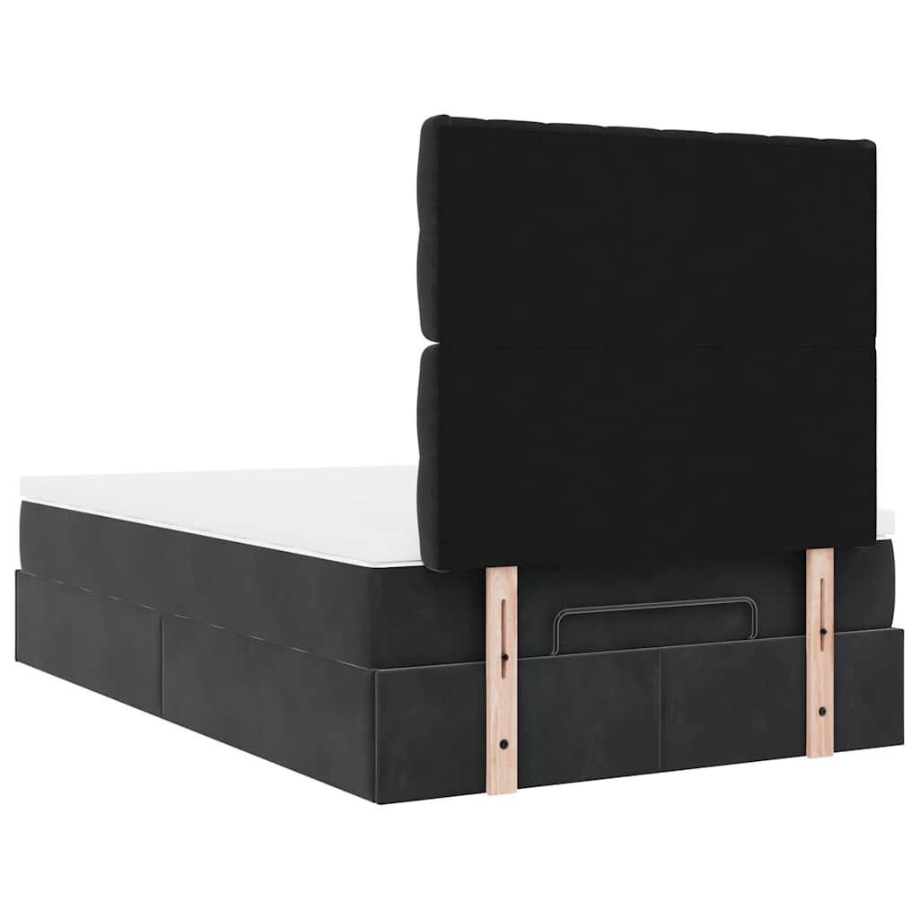 Ottoman-Bett mit Matratzen & LEDs Schwarz 120x200 cm Samt
