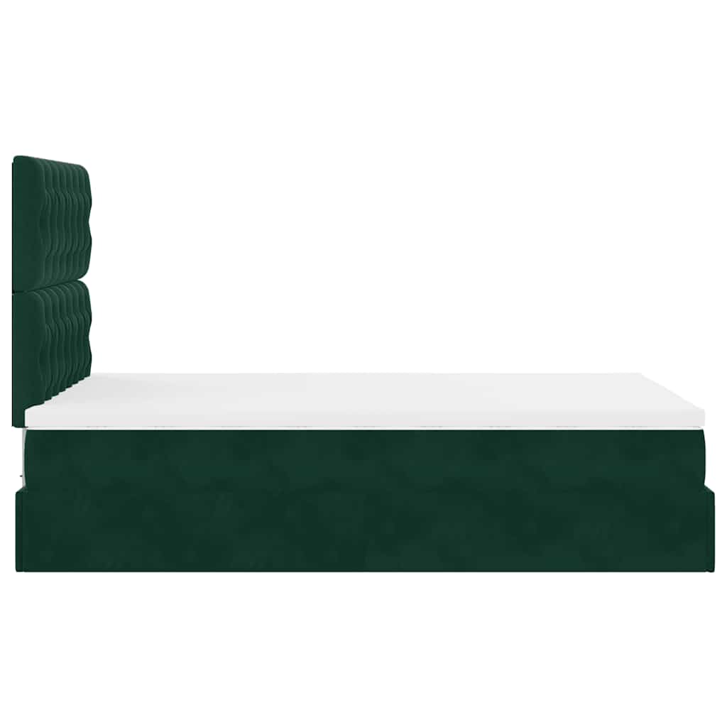 Ottoman-Bett mit Matratzen & LEDs Dunkelgrün 120x200 cm Samt
