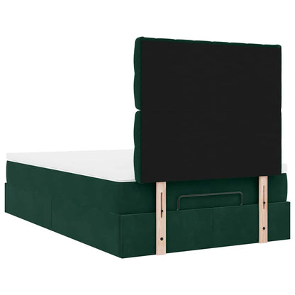Ottoman-Bett mit Matratzen & LEDs Dunkelgrün 120x200 cm Samt