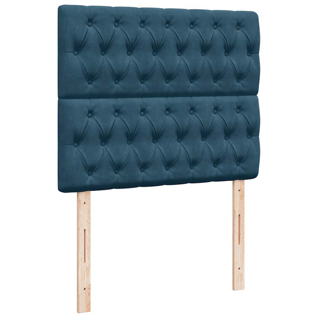 Ottoman-Bett mit Matratzen & LEDs Dunkelblau 120x200 cm Samt
