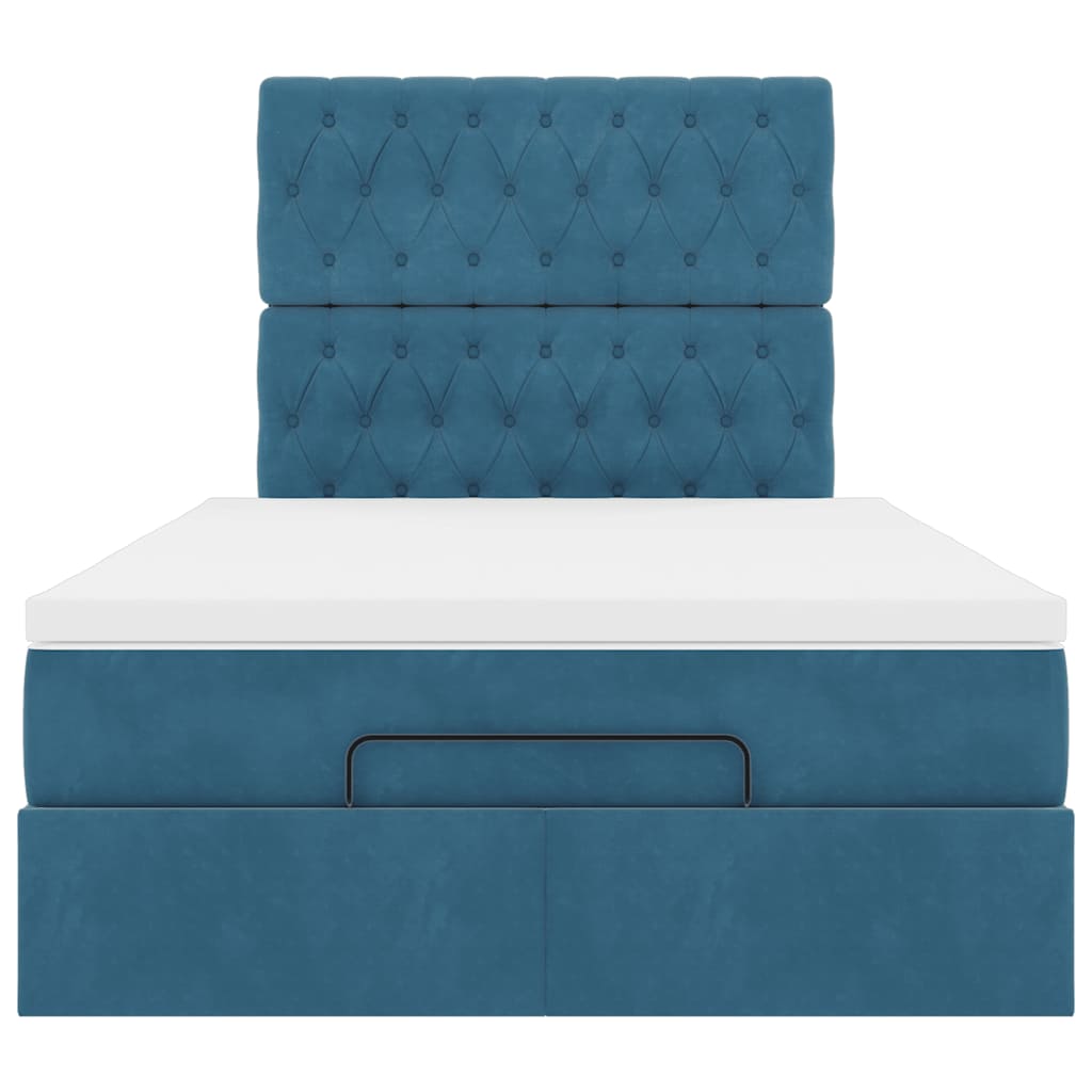 Ottoman-Bett mit Matratzen & LEDs Dunkelblau 120x200 cm Samt