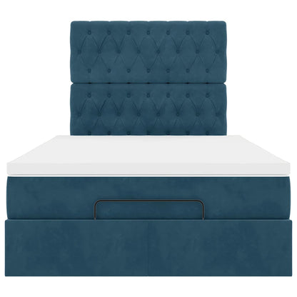 Ottoman-Bett mit Matratzen & LEDs Dunkelblau 120x200 cm Samt