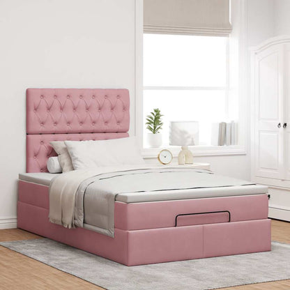 Ottoman-Bett mit Matratzen & LEDs Rosa 120x200 cm Samt