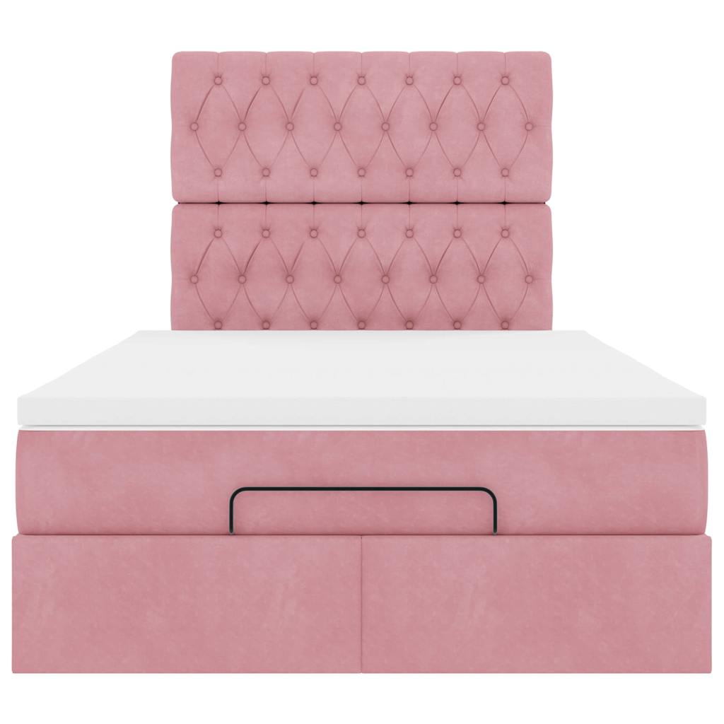 Ottoman-Bett mit Matratzen & LEDs Rosa 120x200 cm Samt