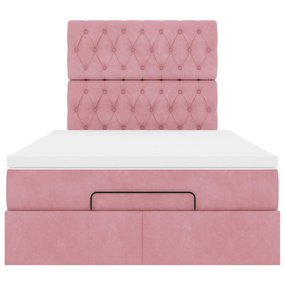 Ottoman-Bett mit Matratzen & LEDs Rosa 120x200 cm Samt