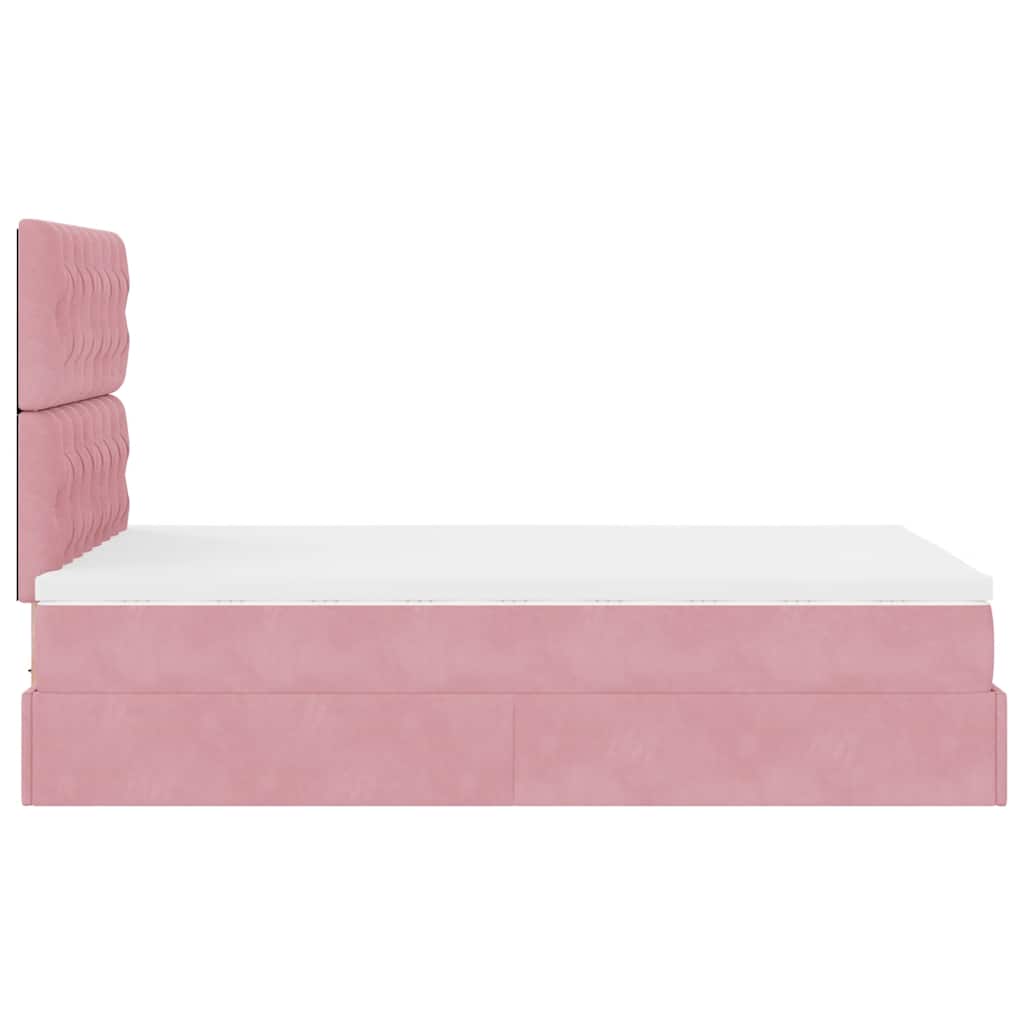 Ottoman-Bett mit Matratzen & LEDs Rosa 120x200 cm Samt