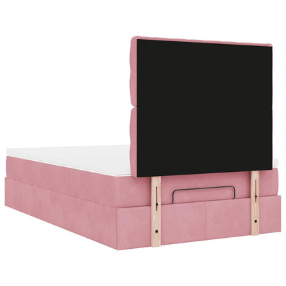 Ottoman-Bett mit Matratzen & LEDs Rosa 120x200 cm Samt