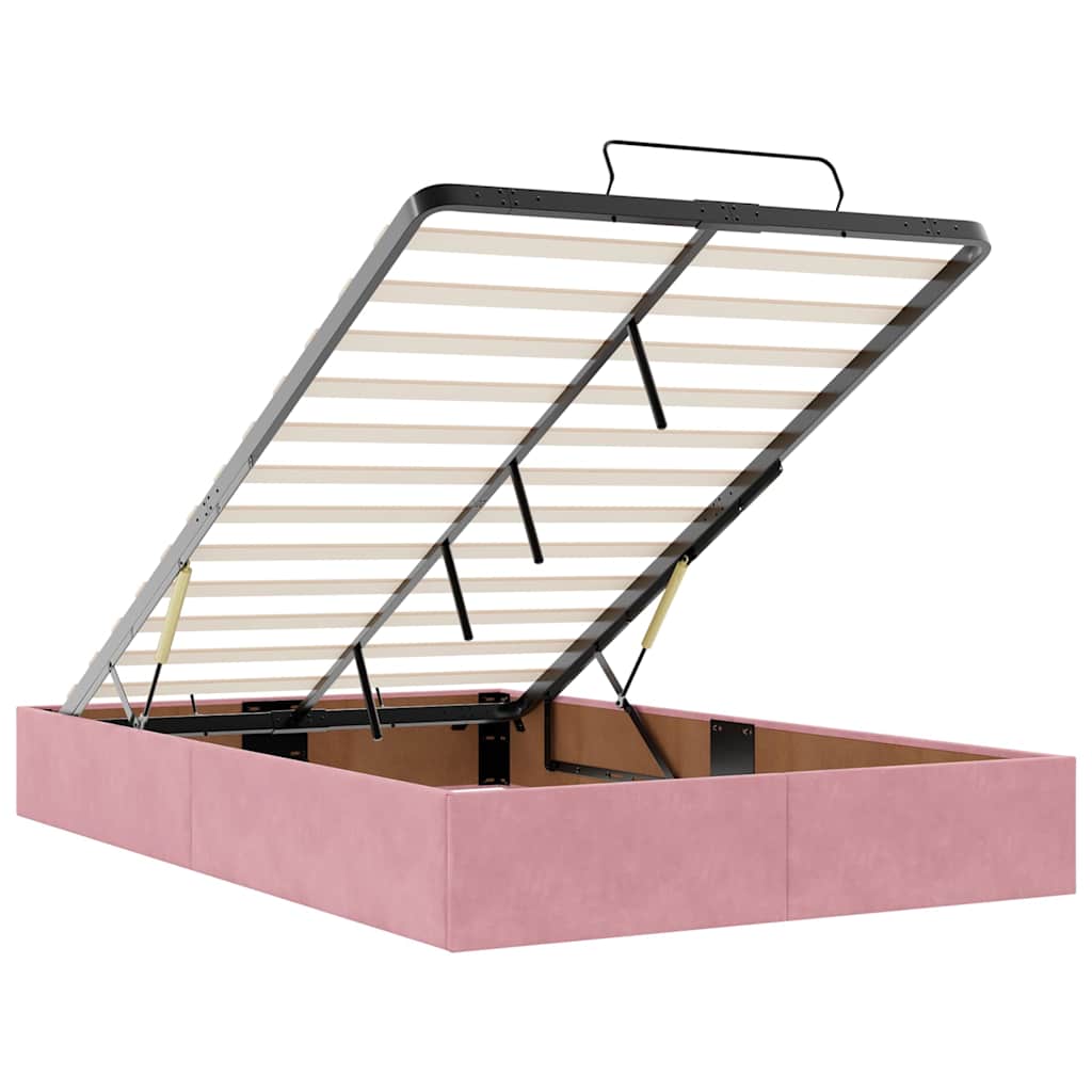 Ottoman-Bett mit Matratzen & LEDs Rosa 120x200 cm Samt
