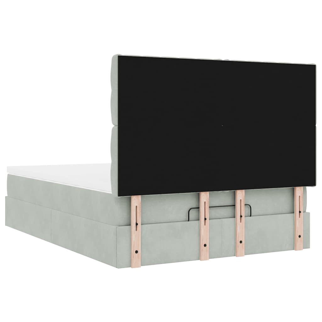 Ottoman-Bett mit Matratzen & LEDs Hellgrau 140x190 cm Samt