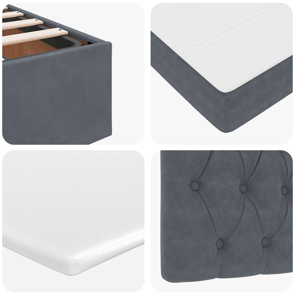 Ottoman-Bett mit Matratzen & LEDs Dunkelgrau 140x190 cm Samt