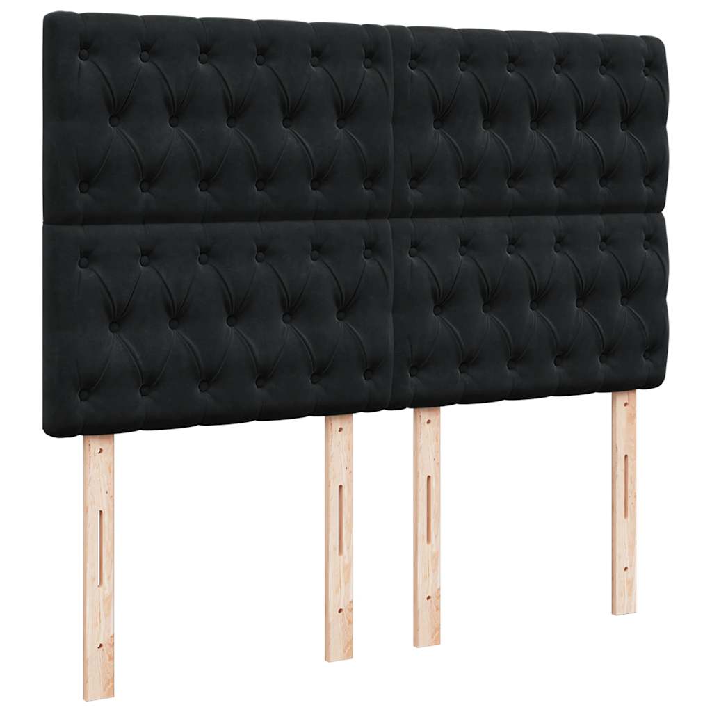 Ottoman-Bett mit Matratzen & LEDs Schwarz 140x190 cm Samt