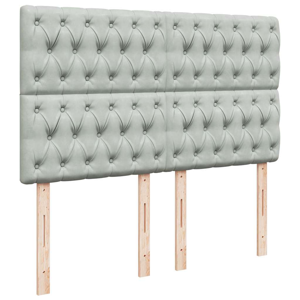 Ottoman-Bett mit Matratzen & LEDs Hellgrau 140x200 cm Samt