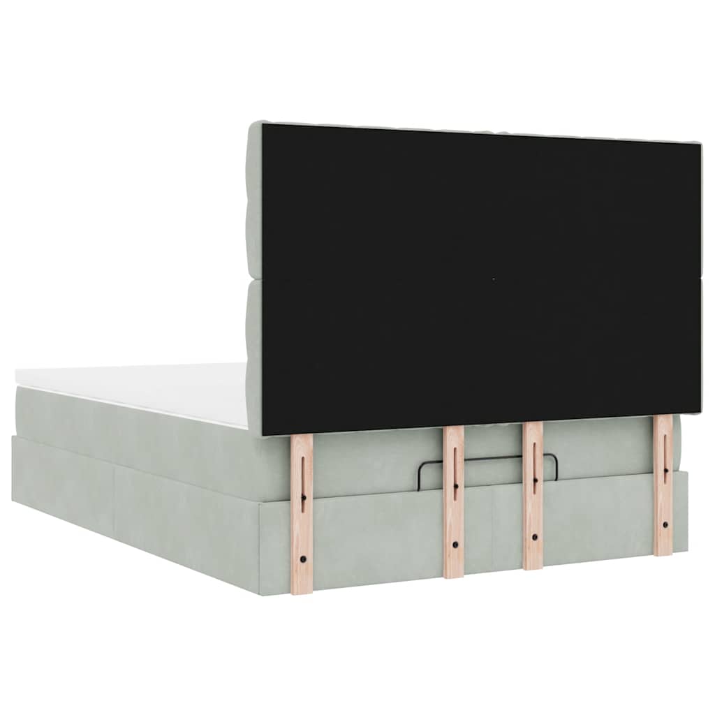 Ottoman-Bett mit Matratzen & LEDs Hellgrau 140x200 cm Samt